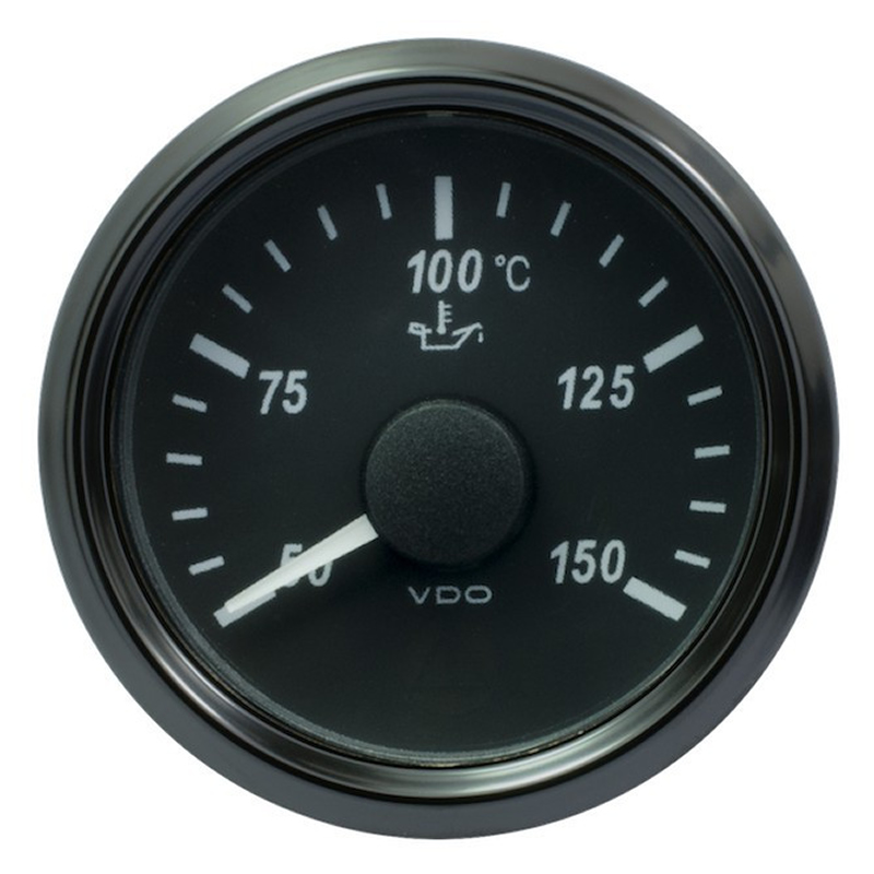 VDO SingleViu 2426 Engine Oil Temperature 150°C Black 52mm Amber Lighted w Red Pointer gauge
